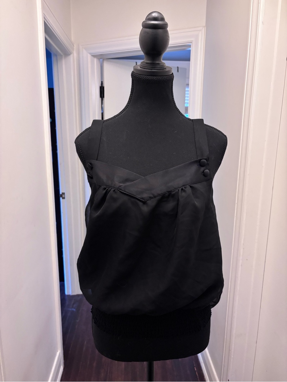 Buffalo Jeans Black Satin Bubble-Hem Camisole